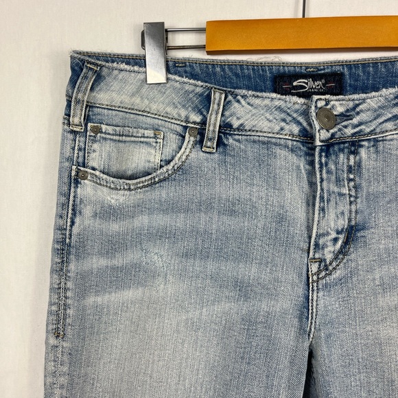 Silver Aiko Slim Crop Light Wash Sz 33 - Picture 6 of 12
